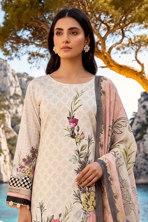 Floraison D/C Linen`26 D#7608 (Off White)