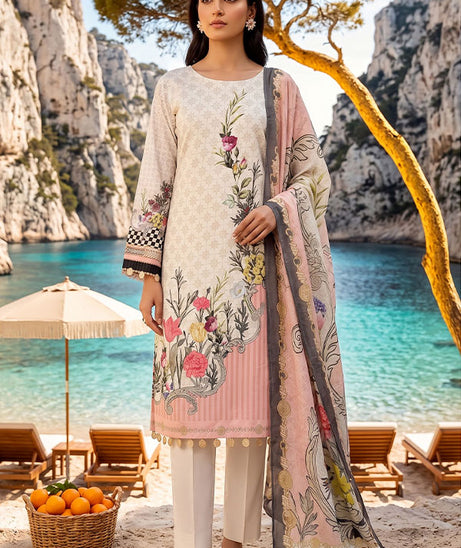 Floraison D/C Linen`26 D#7608 (Off White)