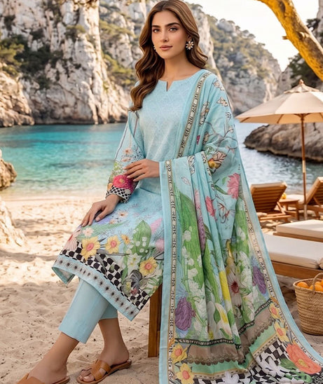 Floraison D/C Linen`26 D#7609 (Sky)