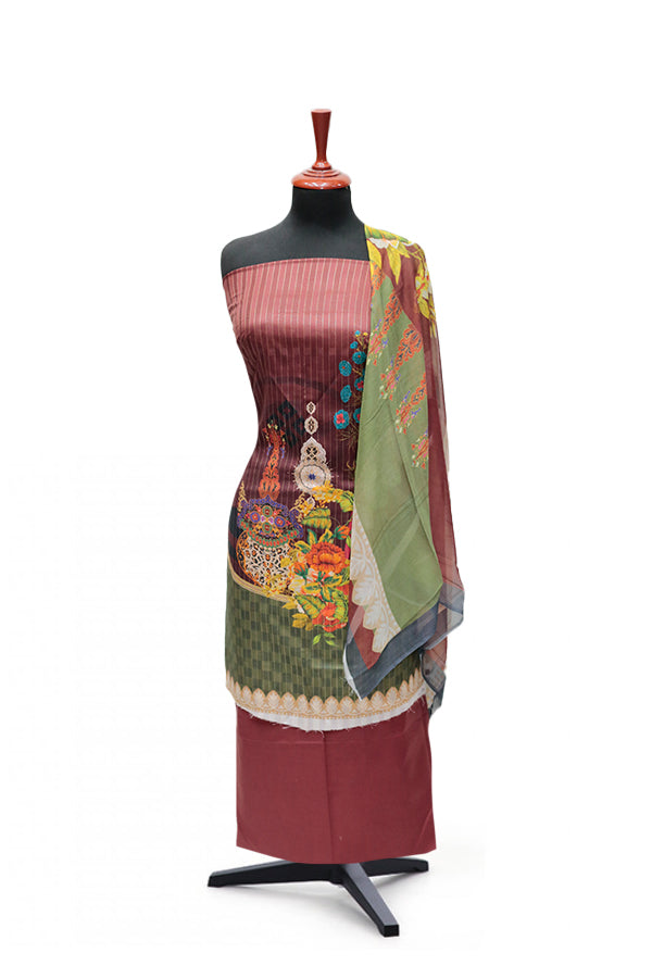 Floraison D/Chiffon Dupatta`25 D#11712 (Maroon)