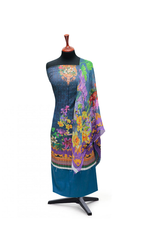 Floraison D/Chiffon Dupatta`25 D#11714 (Blue)