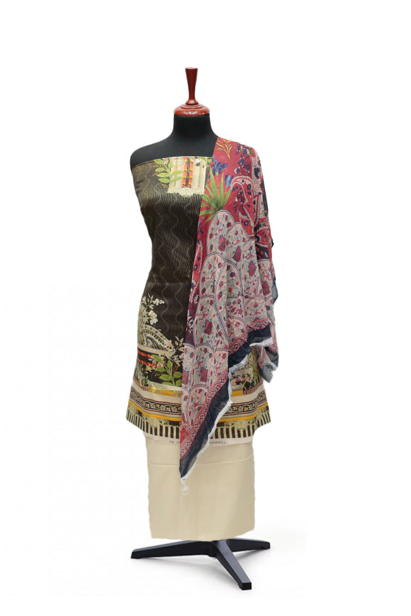 Floraison D/Chiffon Dupatta`25 D#3213 (Skin)