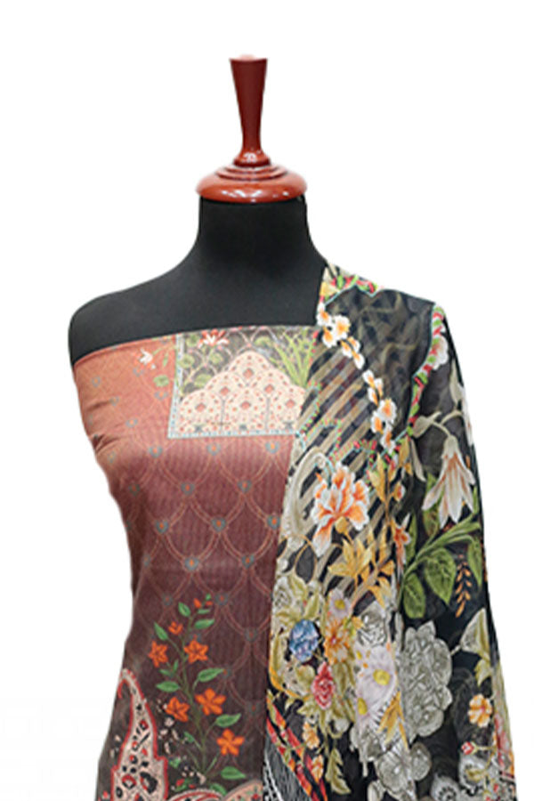 Floraison D/Chiffon Dupatta`25 D#3222 (Red)