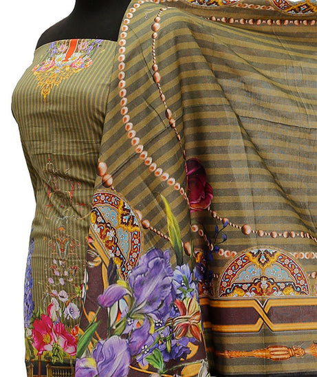 Floraison D/Lawn N/Dupatta`21 D#8024 (M Green)