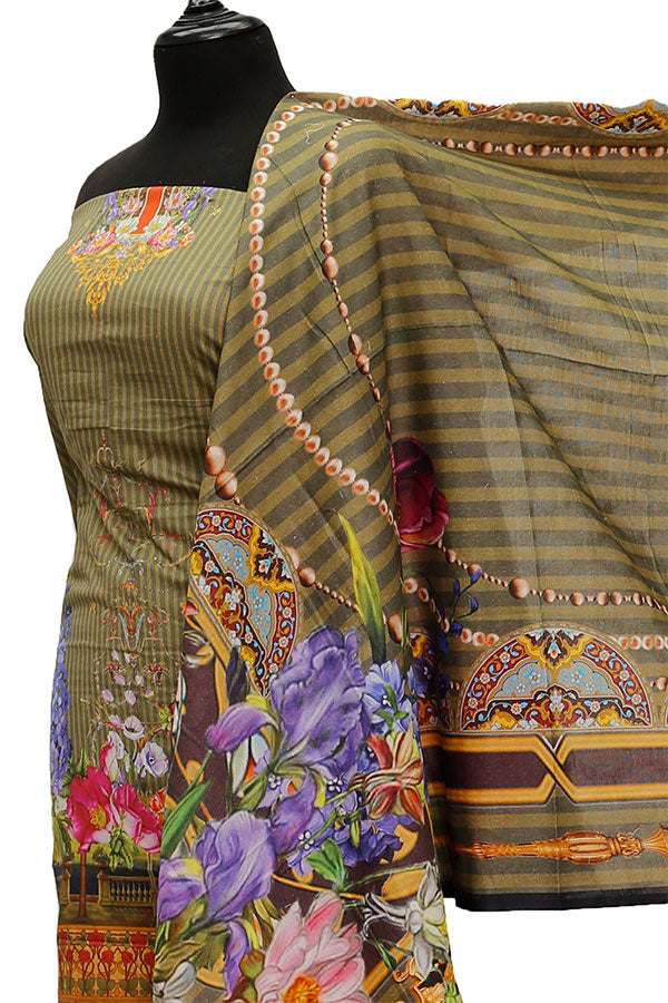 Floraison D/Lawn N/Dupatta`21 D#8024 (M Green)