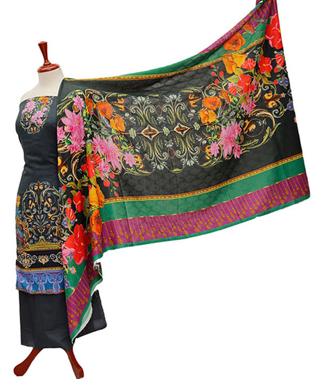 Floraison D/Lawn N/Dupatta`21 D#8038 (Nevy Blue)