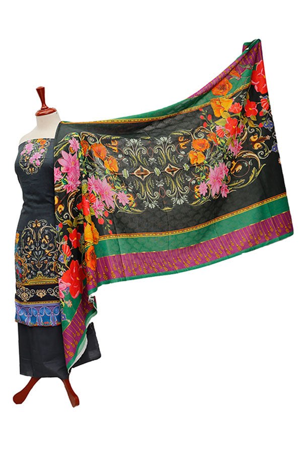 Floraison D/Lawn N/Dupatta`21 D#8038 (Nevy Blue)