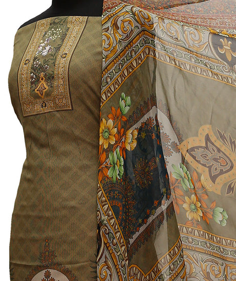 Floraison DP/Lawn Chi/Dupatta`21 D#3221 (Mehndi)