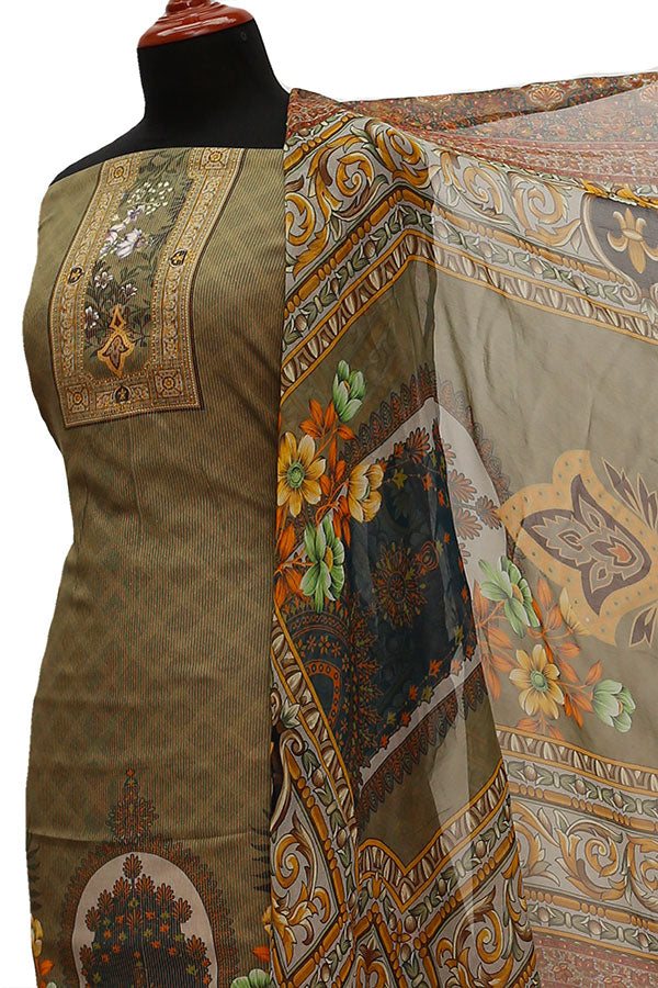 Floraison DP/Lawn Chi/Dupatta`21 D#3221 (Mehndi)