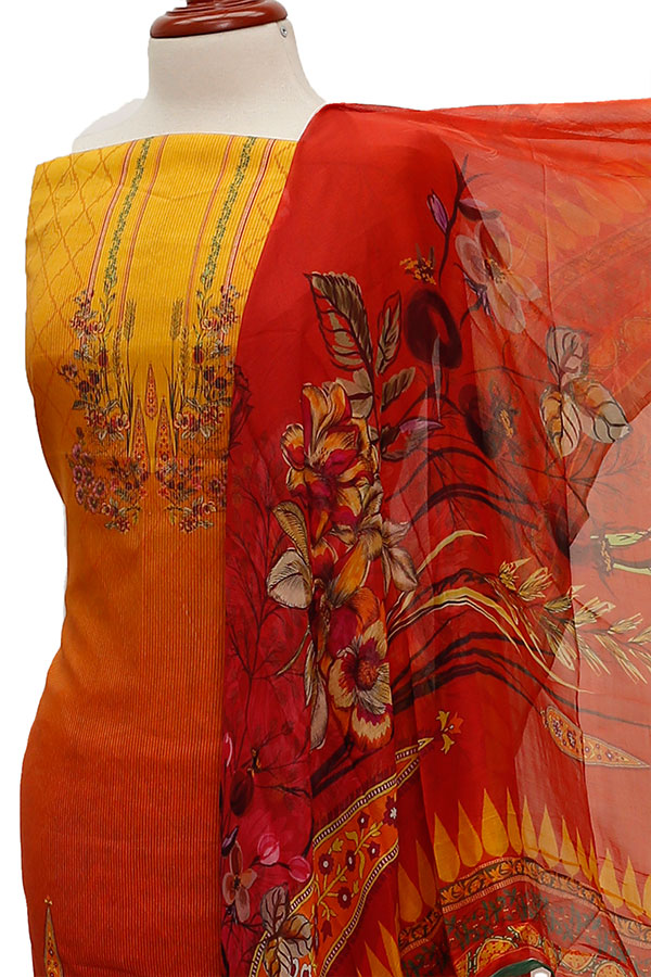 Floraison DP/Lawn Chi/Dupatta`21 D#3225 (Yellow)