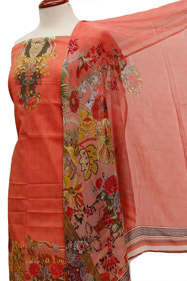 Floraison DP/Lawn Chi/Dupatta`21 D#3231 (Carrot)
