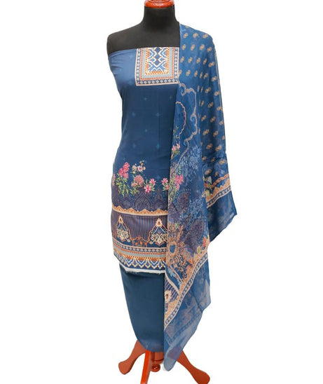 Floraison Print Lawn`22 D#7141 Blue