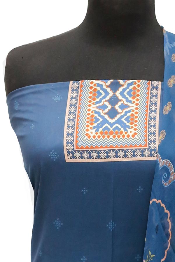 Floraison Print Lawn`22 D#7141 Blue