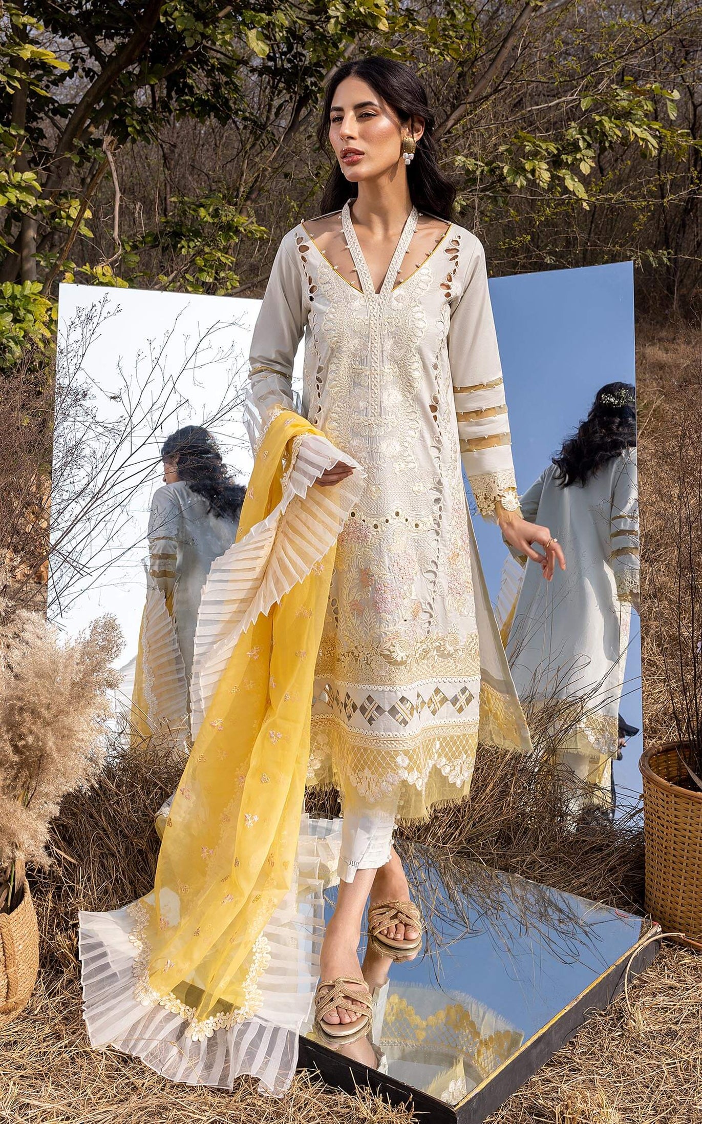 Asifa &amp; Nabeel Aleyna Lawn Summer'23 ASL#04 (Gris)