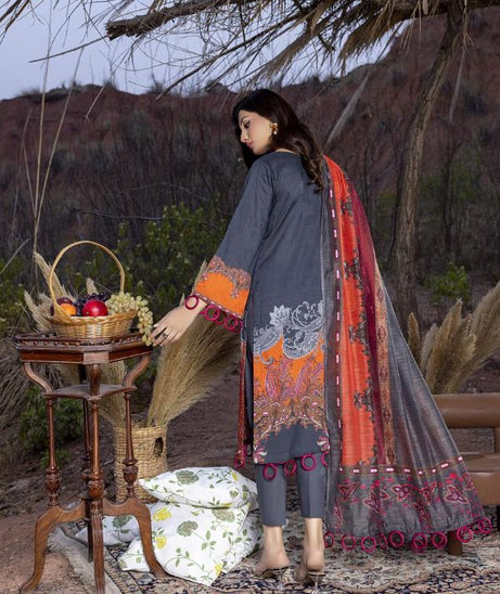 Gull Rukh Daman Chikankari`22 Grey