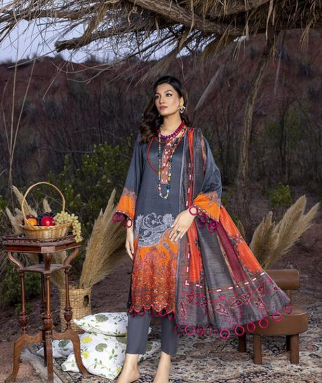 Gull Rukh Daman Chikankari`22 Grey