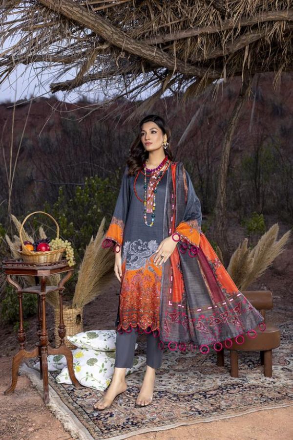 Gull Rukh Daman Chikankari`22 Grey