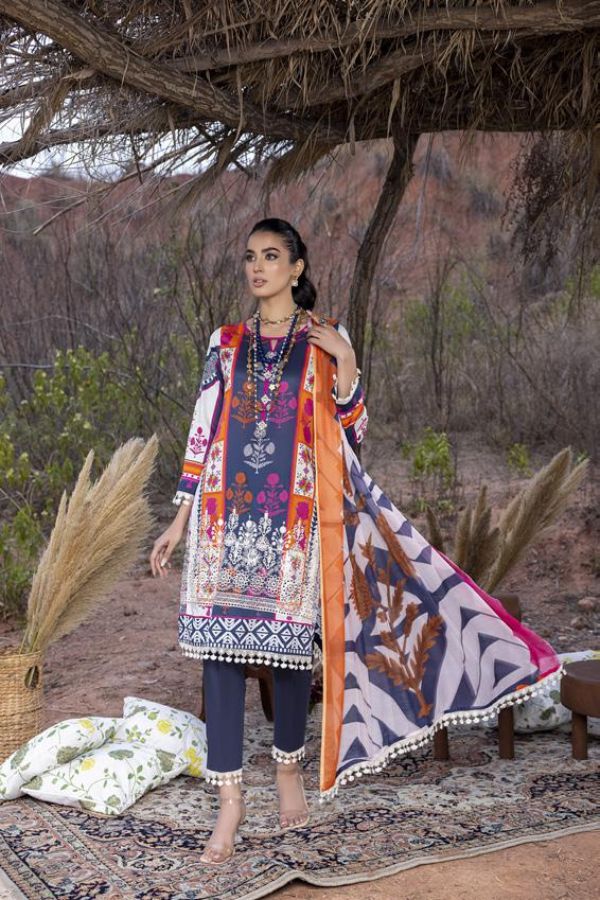 Gull Rukh Daman Chikankari`22 N Blue
