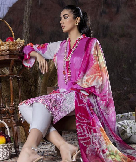 Gull Rukh Daman Chikankari`22 Pink