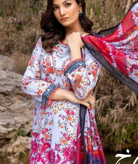 Gull Rukh Daman Chikankari`22 Sky Blue