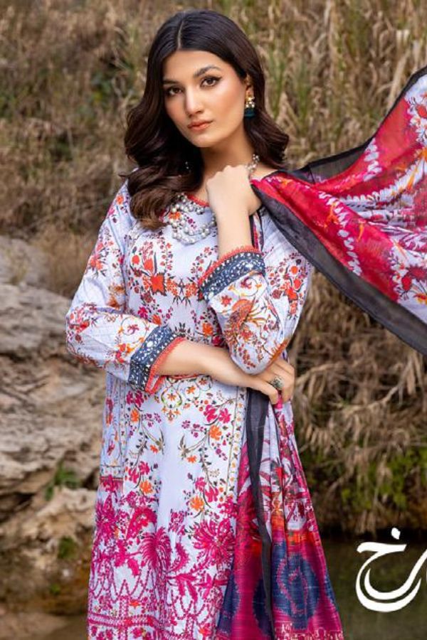 Gull Rukh Daman Chikankari`22 Sky Blue