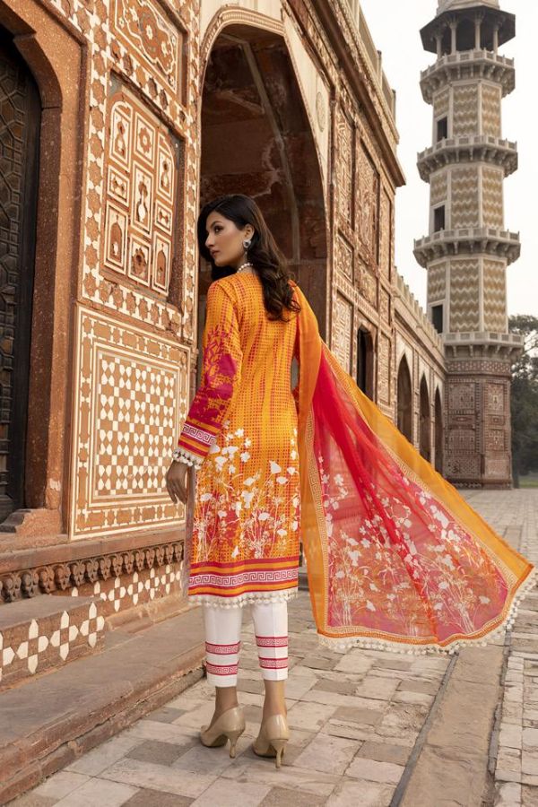 Gull Rukh Daman Chikankari`22 Yellow