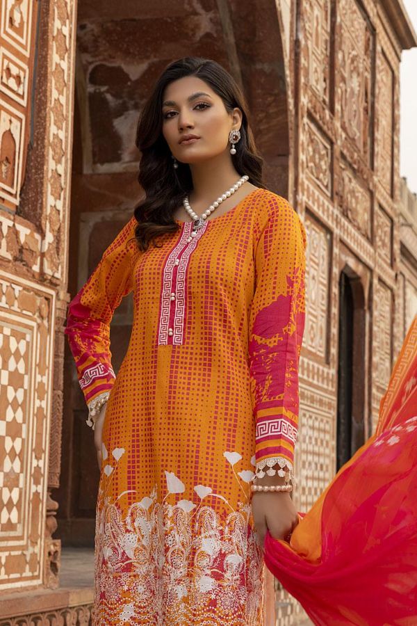 Gull Rukh Daman Chikankari`22 Yellow