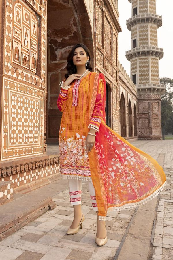 Gull Rukh Daman Chikankari`22 Yellow