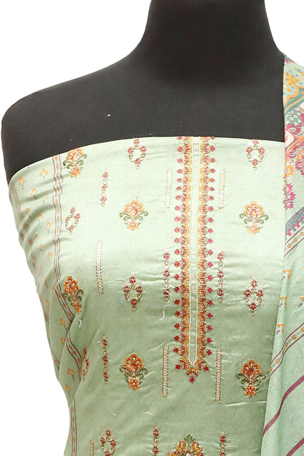 HZ Print Emb Lawn 3Pcs`22 D#128 P Green