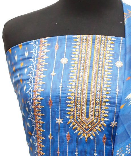 HZ Print Emb Lawn 3Pcs`22 D#135 Blue