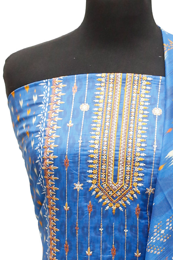 HZ Print Emb Lawn 3Pcs`22 D#135 Blue