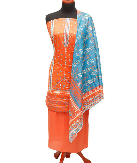 HZ Print Emb Lawn 3Pcs`22 D#137 L Orange