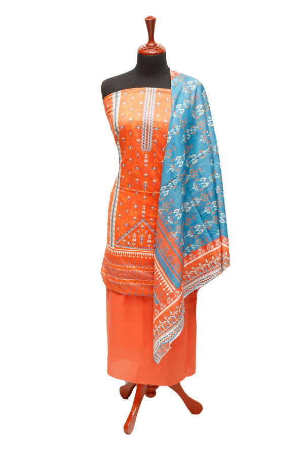 HZ Print Emb Lawn 3Pcs`22 D#137 L Orange