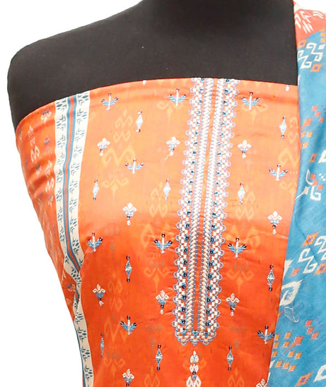 HZ Print Emb Lawn 3Pcs`22 D#137 L Orange