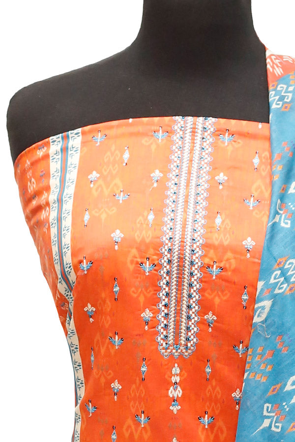 HZ Print Emb Lawn 3Pcs`22 D#137 L Orange