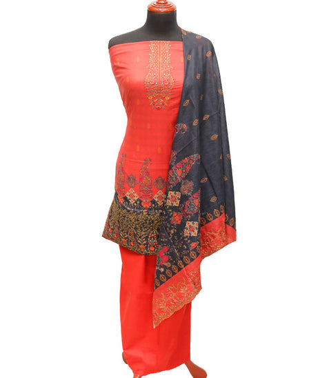 HZ Print Emb Lawn 3Pcs`22 D#144 Red