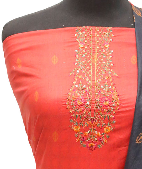 HZ Print Emb Lawn 3Pcs`22 D#144 Red