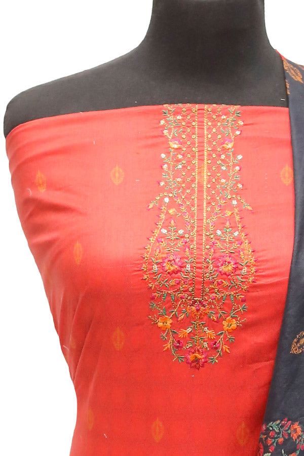 HZ Print Emb Lawn 3Pcs`22 D#144 Red