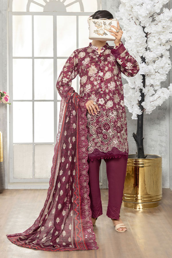 Hafiz Baala Emb Lawn`26 (Vol-3) D#1 (Plum)
