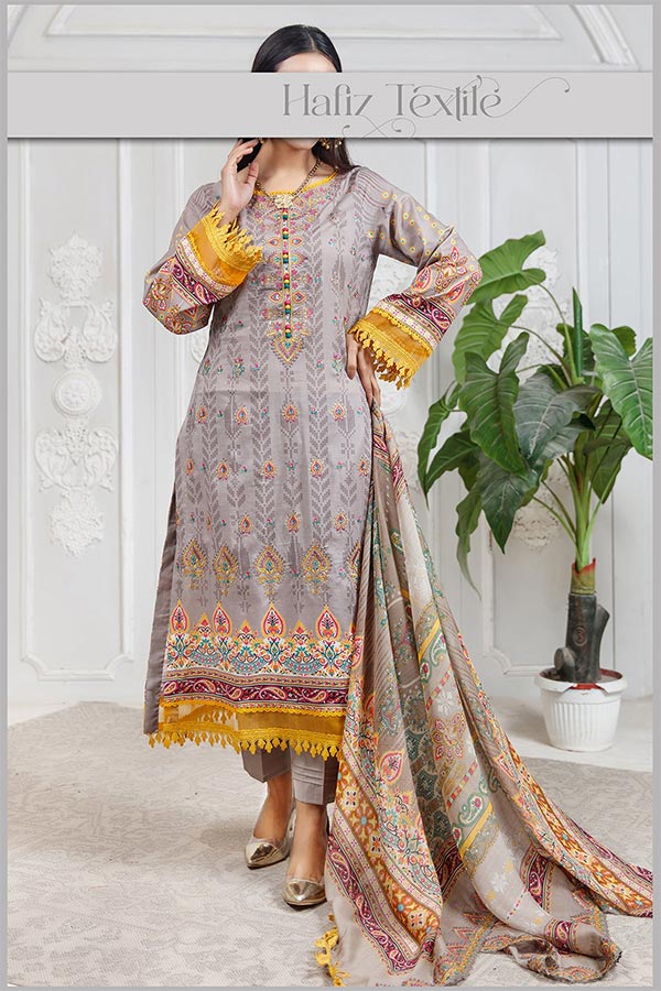 Hafiz Emb Lawn C/Dupatta`23 D#76