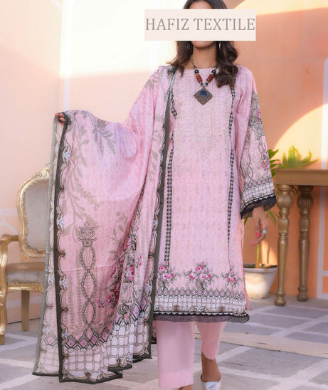 Hafiz Laiba Emb Lawn'23 D#265 (Pink)
