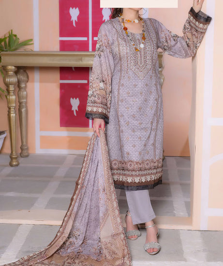 Hafiz Laiba Emb Lawn'23 D#261 (P Grey)