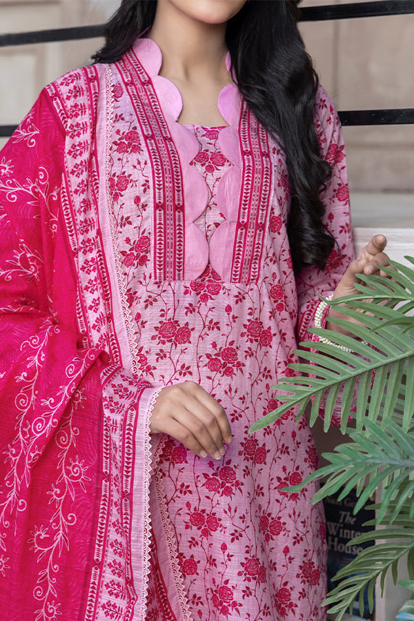Hafiz Mahnoor Slub Lawn'25 D#81 (Pink)