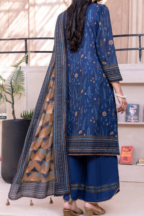 Hafiz Mahnoor Slub Lawn'25 D#87 (Nevy Blue)