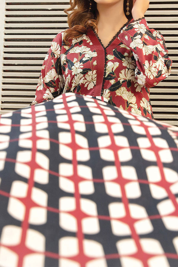 Hafiz Zara Lawn`25 D#42 (Maroon)