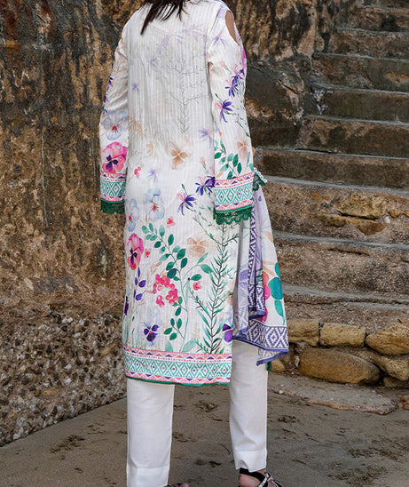 Hafiz Lavish Print Lawn`25 D#01 White