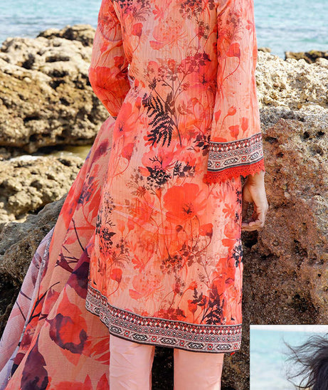 Hafiz Lavish Print Lawn`25 D#03 Peach