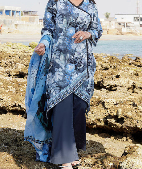 Hafiz Lavish Print Lawn`25 D#04 D-GREY