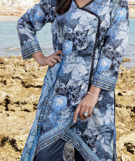 Hafiz Lavish Print Lawn`25 D#04 D-GREY