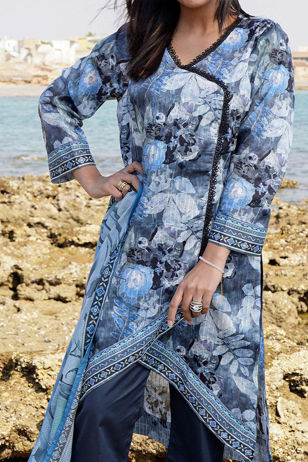 Hafiz Lavish Print Lawn`25 D#04 D-GREY